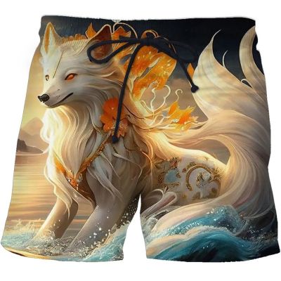 Beautiful Foxe 3D Printed Short Pants Men Cool Cartoon Swimming Short Trunks Women Fashion Beach Shorts Sport Gym Ice Shorts