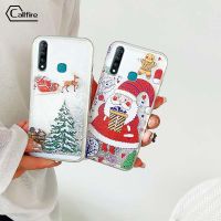 Callfire เคสใส่โทรศัพท์คาลไฟสำหรับ Vivo Z1 Pro Z5X Y19 U3 2020 1915 1951 1918คริสต์มาสกวางน่ารักซานตาคลอสรูปแบบต้นคริสต์มาสเคสทรายไหล