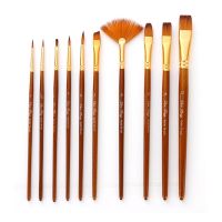 10Pcs Paint Brushes Set Nylon Hair Brush for Acrylic Painting Oil Watercolor Paint DIY Kid Student Artistic Brush Art Supplies