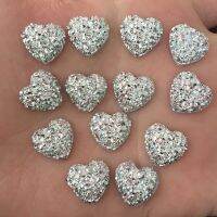 DIY 80pcs 12mm silver AB Resin Bling Sweet heart flatback Scrapbooking for phone/Wedding D500*2 Haberdashery