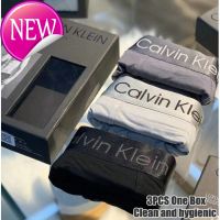 กางเกงบ็อกเซอร์สำหรับผู้ชาย Calvin Klein (กล่อง + 3PS) ชั้นในชุดชั้นในผ้าไหมแข็งแท้ CK ผ้าฝ้ายไร้รอยบางระบายอากาศเซ็กซี่ต้านเชื้อแบคทีเรียกางเกงขาสั้นบ็อกเซอร์ขนาดพิเศษ