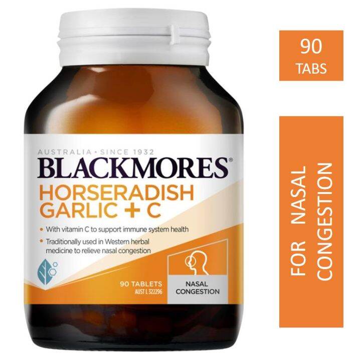 Blackmores Horseradish Garlic + C 90 Tablets (Great for Nasal