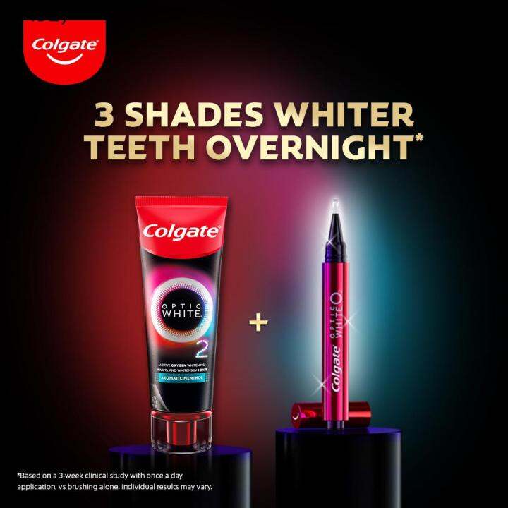 Colgate Optic White O2 Oxygen Whitening Toothpaste 85g + Colgate Optic ...