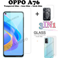 (3in1)OPPO A76กระจกเทมเปอร์ OPPO A76,ฟิล์มกระจกนิรภัยป้องกันหน้าจอ + ฟิล์มกล้อง + ฟิล์มด้านหลังฟิล์มกระจกนิรภัยสำหรับ