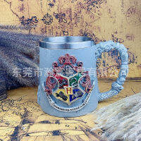 Spot parcel post Harry Potter Magic Academy Mug Creative Badge Castle Stainless Steel Cup R Water Glass Beer Steins