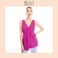 [MILIN] V Neck Line Front Drape Detail Polyester Sleeveless Top เสื้อแขนกุดคอวีจับจีบป้ายด้านหน้า / Vivacious Top