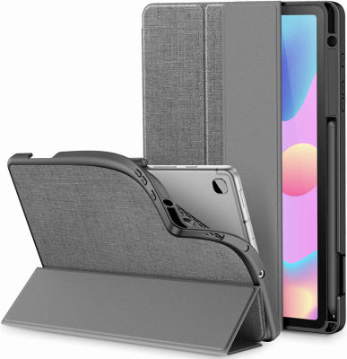 INFILAND Galaxy Tab S6 Lite Case with S Pen Holder, Slim Tri-Fold Case Cover Compatible with Samsung Galaxy Tab S6 Lite 10.4 Inch 2022 Release [Support Auto Wake/Sleep], Gray 02-Gray