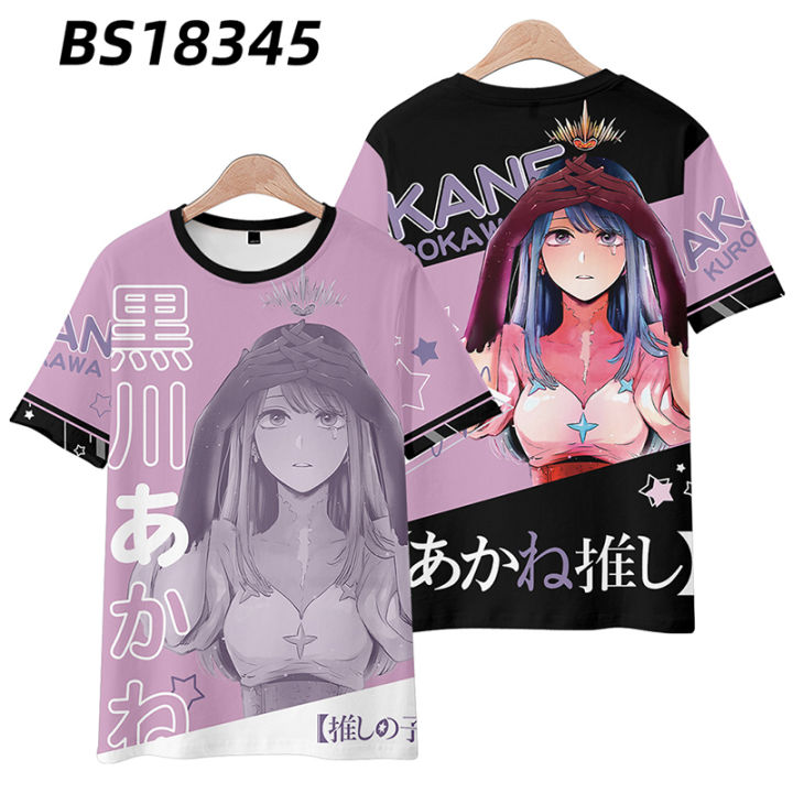 oshi-no-ko-anime-tshirt-short-sleeve-top-cosplay-tee-hoshino-ai-arima-kana-kurokawa-akane-women-3d-shirt-plus-size