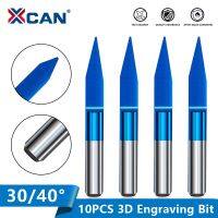 XCAN V Shape Milling Cutter 10pcs Blue Coated Flat Bottom Carbide PCB แกะสลักบิต 45/60/90 องศา CNC Router Cutter