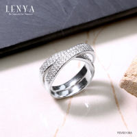 LENYA ETERNAL แหวนประดับด้วย SWAROVSKI ZIRCONIA ดีไซน์แหวนซ้อนแหวนเรียบหรูสุดคลาสสิค ตัวเรือนเงินแท้ชุบทองคำขาว