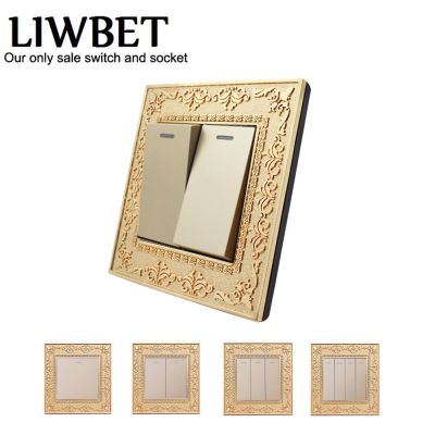 LIWBET Gold Color 1 Gang / 2 Gang / 3 Gang / 4 Gang Light Switch And Panel 2 Way Plastic Push Button Wall Switch