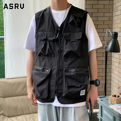 ASRV Multi-Pocket Tooling Vest Men S Ins Trend Handsome Vest Jacket Summer New Loose Sleeveless Top Coat