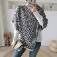 MoriBty Winter Knitted Scarf Women Luxury Striped Metal Button Shawl Wraps Multifunction Poncho Cashmere Bufandas Mu Pashmina2023