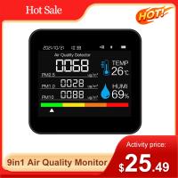 ✵ 9in1 Air Quality Monitor CO2 Meter Carbon Dioxide Detector TVOC HCHO PM2.5 PM1.0 PM10 Temperature Humidity Detection APP Control