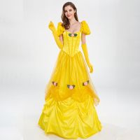 ✚ 2023 ใหม่ Halloween Beauty and the Beast Belle Princess คอสเพลย์การแสดงละครเวทีชุดผู้ใหญ่