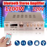 1200W 220V 5CH บลูทูธไฮไฟสเตอริโอ AV Surround เครื่องขยายเสียงเอฟเอ็มระบบคาราโอเกะสำหรับ Home