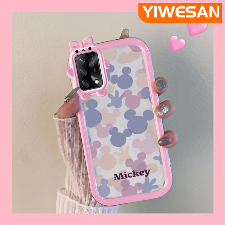 เคส-chenyyka-สำหรับ-oppo-a74-4g-a95-4g-a74-f19s-f19-5g-a54-5g-reno-6-lite-เคสการ์ตูนน่ารักสีม่วง-ชมพูมิกกี้เมาส์มีขอบสีสันสดใสเคสโทรศัพท์โปร่งใสเลนส์กล้องถ่ายรูปมอนสเตอร์ตัวน้อยเคสกันกระแทกกันกระแทก