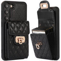 YIQIAN สําหรับ Samsung Galaxy S23 Plus Wallet เคสพร้อมที่ใส่บัตร, หรูหราพรีเมี่ยม PU หนังกระเป๋าสตางค์ปกพร้อมหัวเข็มขัดโลหะขาตั้งกันกระแทก TPU Frame Phone เคส สําหรับ Samsung S23 Plus