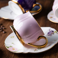 Pink Purple Espresso Coffee Cup Saucer Set Coffeecups Porcelain Coffee Mugs Latte Coffee Set Tea Cup Set With Saucers Office