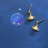 MloveAcc Genuine 100 925 Sterling Silver Gold Color Luminous Saturn Dangle Drop Earrings for Women Fashion Silver Earring