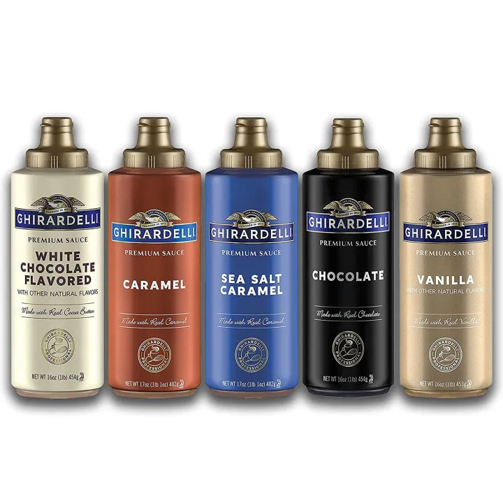 EXPIRY 03/2022 Ghirardelli Sauce 5 Flavor Variety Pack 16 oz / 17 oz