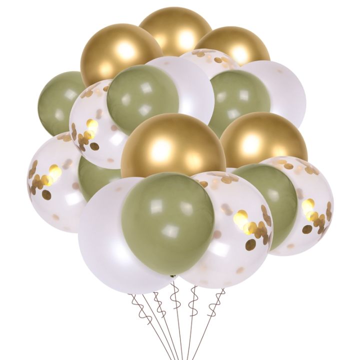 1Set Balloons Eucalyptus Pearl White Gold Confetti Balloon Wedding ...