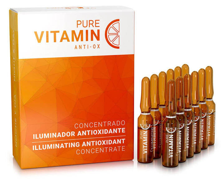 Noche Y Dia Vitamin C Ampoules Anti Aging Face and Neck Concentrate Serum with Ascorbic Acid