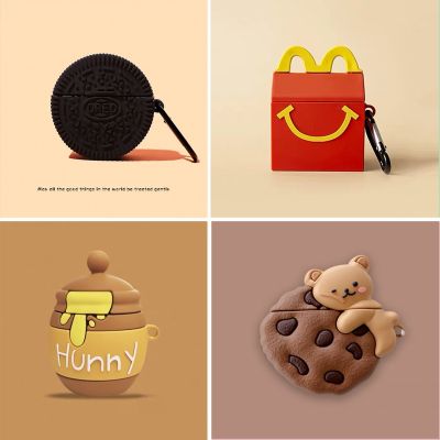 Delicious Honey Cookie Bear Pizza Cover For Apple AirPods 1 2 3 Case Silicone Soft Wireless Bluetooth Earphone Shell Headphones Accessories