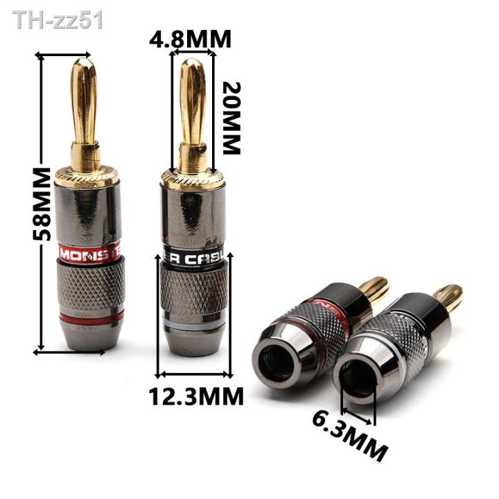 8pcs-4mm-banana-plug-24k-gold-plated-pure-monster-copper-speaker-adapter-screw-plugs-audio-connectors