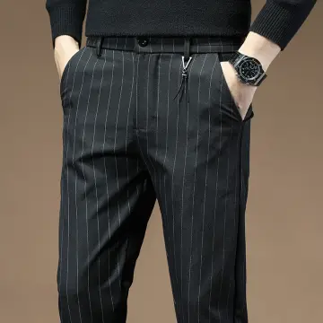 Mens dress pants with hot sale stripe down the side