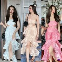 TT18430 แมกซี่เดรสผ้าแก้ว กระโปรงหลายชั้น glass maxi dress Multi-layered skirt..