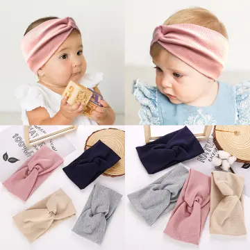 Infant Headbands Solid Cotton Kont Turban Headband For Girls Spandx  Stretchy Beanie Hat Headwear Baby Hair Accessories