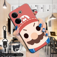 เคส PMP สำหรับ Tecno Camon 20 Camon 20 Pro Itel S23 (แหวนใส่นิ้ว + เชือกเส้นเล็ก) เคสตัวการ์ตูน KiKi,มาริโอ้,เคสมือถือซิลิโคน TPU นิ่มลายภาพยนตร์การ์ตูนเคสโทรศัพท์