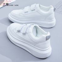 Velcro White Shoes Womens Platform Slip-on Lazy Casual Shoes Spring 2021 New Thick Bottom Height Increasing Women Shoes