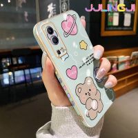 Jjlingji เคสสำหรับ Vivo Y72 5G Y52 5G Y75s 5G เคสรูปหมีฟุตบอลน่ารักใหม่ฝ้าด้านหลังแผ่นกรอบซิลิโคนเคสโปร่งใสกันกระแทกเคสมือถือฝาครอบป้องกันเลนส์กล้องถ่ายรูปรวมทุกอย่าง