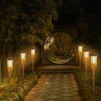 LED Flame Lawn Lamp Bamboo Solar Garden Lights Decoration For Fence House Pathway Automatic Torch Light Outdoor Solar Lighting