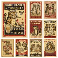 Everybody Cheers Drunk Dinner Pet Cat Classic Anime Poster Whitepaper Sticker DIY Room Bar Cafe Posters Wall Stickers