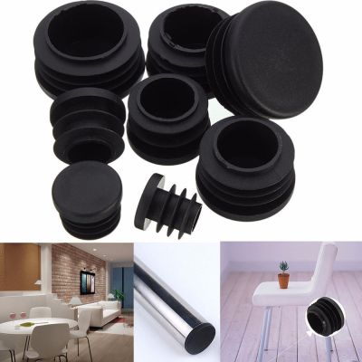 New 10pcs Black Plastic Furniture Leg Plug Blanking End Caps Insert Plugs Bung For Round Pipe Tube 8 Sizes Pipe Fittings Accessories