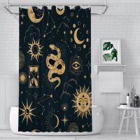 Sun and Moon Astronomy Witch Shower Curtains Zodiac Star Waterproof Fabric CreativeBathroom Decor with Hooks Home Accessories