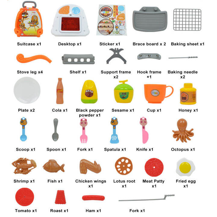 ของเล่นบาร์บีคิวกลางแจ้ง-microgood-จำลองบนโต๊ะอาหารและอาหารสนุกและการศึกษาชุดของเล่นบาร์บีคิวแบบพกพาสำหรับเด็กพัฒนาความรู้ความเข้าใจเรื่องอาหารและทักษะบนโต๊ะอาหารด้วยกระเป๋าเดินทางที่สร้างสรรค์การออกแ