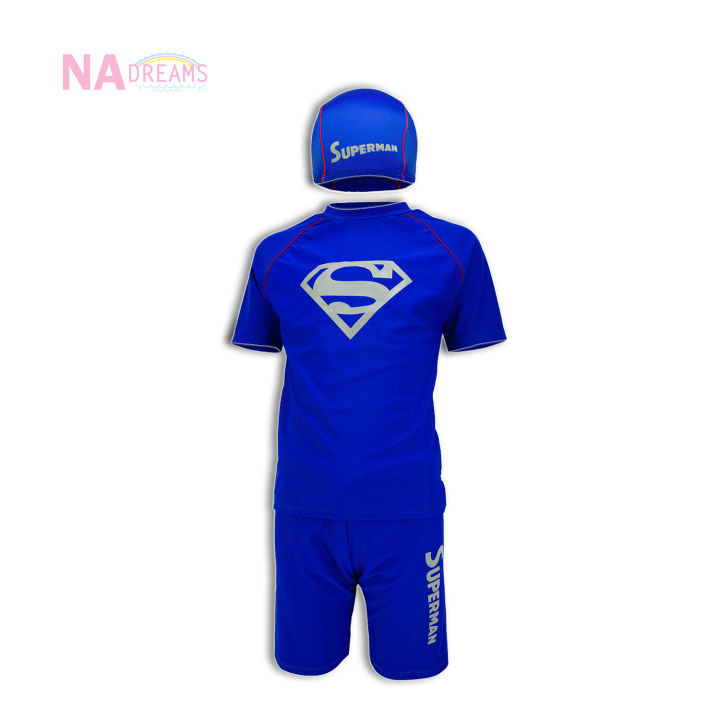 dc-ชุดว่ายน้ำเด็ก-ผู้ชาย-swimwear-ชุดว่ายน้ำเด็กลายการ์ตูน-ซุปเปอร์แมน-superman-ชุดว่ายน้ำ-ผ้าคุณภาพดี-รุ่นเด็กโต