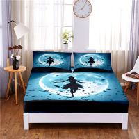 Cartoon Beauty Digital Printed 3pc Polyester Fitted Sheet Mattress Cover Four Corners with Elastic Band Bed Sheet Pillowcases