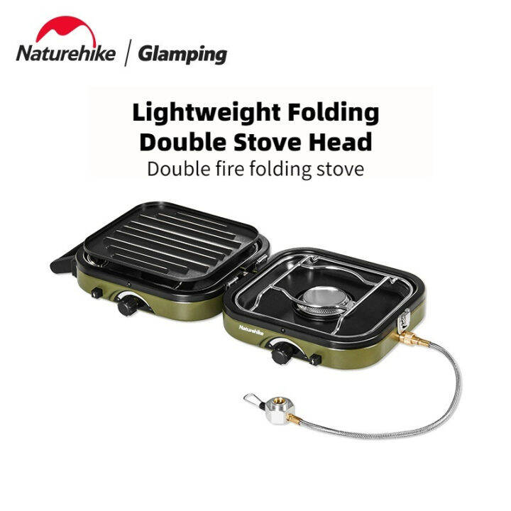 Naturehike Camping เตา Dual Fire พับเตาแก๊สกลางแจ้งแบบพกพา Cookout Gear