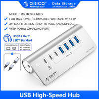 jianzhifen ORICO 10Gbps USB 3.2ฮับอลูมิเนียม SuperSpeed ชาร์จ PD60W ที่แยกประเภท C พร้อมอุปกรณ์เสริมสำหรับ PC อะแดปเตอร์สำหรับ MacBook เพาเวอร์