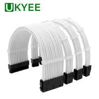 UKYEE PSU Power Supply Extension Cable Nylon Braided Atx 24pin Pcie Dual Triple 8-pin 6 2pin Cord 24-pin Motherboard Extension