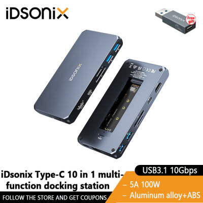 IDsonix Type C Hub NVMe Enclosure USB 3.1 ถึง M.2 NVMe SSD เคส 4K 60HZ SD/TF RJ45 Multi Port Docking Station Hub สำหรับแล็ปท็อป