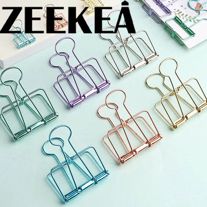 Zeekea Wire Binder Clips Cute Paper Clips, Assorted Sizes Rose Gold