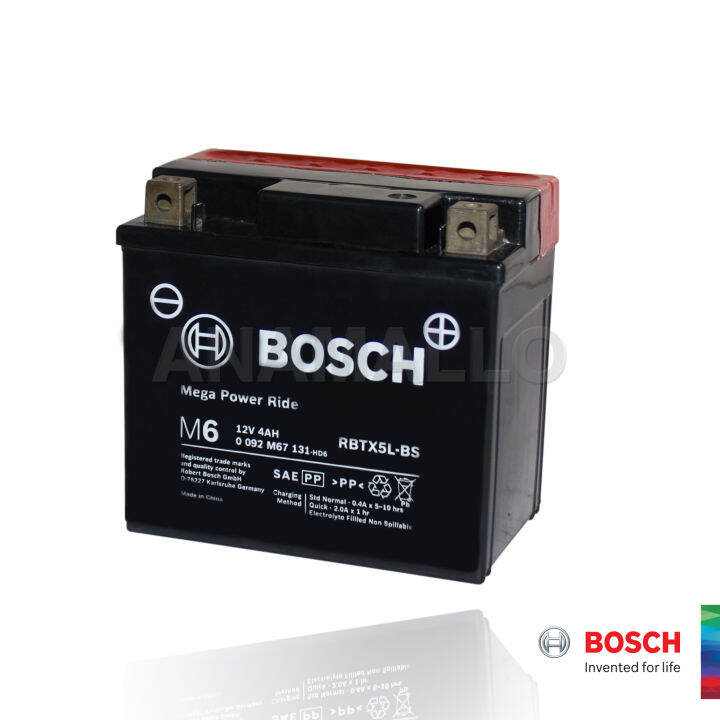 Bosch Motorcycle Battery M6 Mega Power Ride Rbtx5l-bs 12v 4ah (ytx5l-bs 