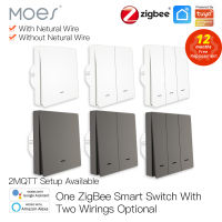 MOES สมาร์ทสวิตช์ไฟ Tuya ZigBee ไม่มีสายกลางไม่มีตัวเก็บประจุที่จำเป็นสมาร์ทชีวิต23วิธีทำงานร่วมกับ A Lexa Home 2Mqtt