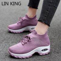 LIN KING New Designer Sneakers Women Platform Sneakers Casual Shoes Fashion Wedges Shoes Ladies Outside Tenis Shoes Big Size 43